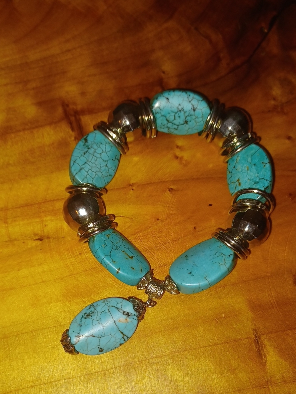 Rare Retired Paparazzi Gorgeously Grounded Turquoise Blue Stone Bracelet